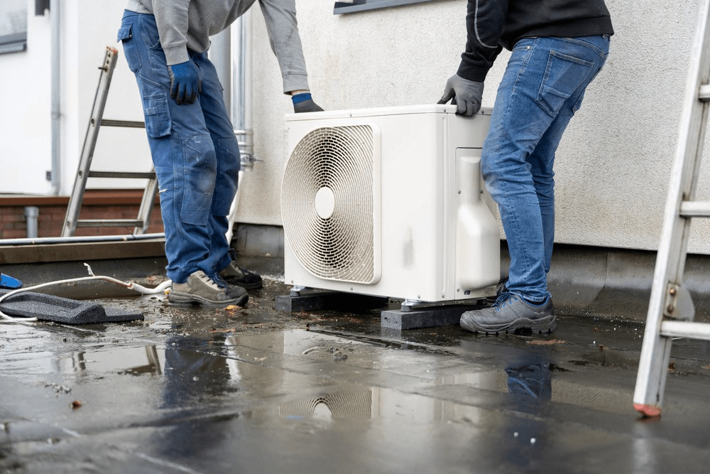 Technician installing a pump system with precision